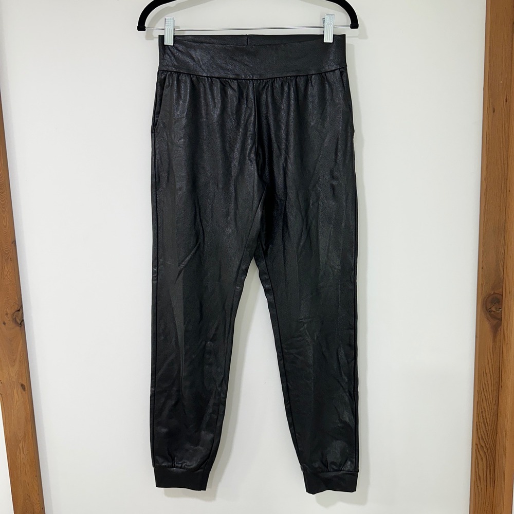 Commando Faux Leather Joggers Women Size S Black Elastic Waist | Edgy Streetwear